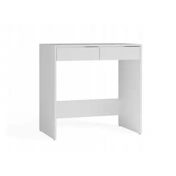 Stalas MARINA 2S, baltas, medžio drožlių plokštė, 810×500×800 mm, 2 stalčiai, laminuotas viršus