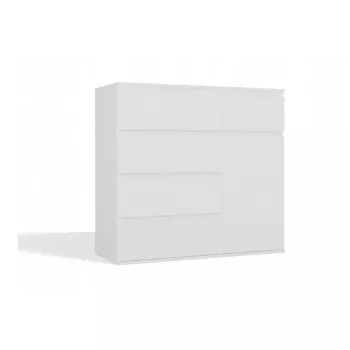 Komoda MALWA 1D5S, 5 stalčių, 1 durelė, balta, 1000×400×930 mm, medžio drožlių plokštė