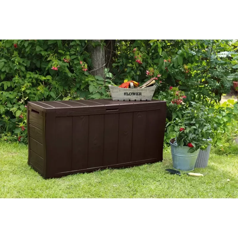 Dėžė laikymui Keter Sherwood stačiakampė dervinė ruda 270L 1170mm
