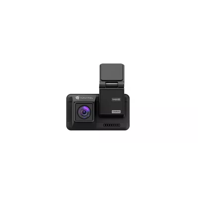 Automobilinis vaizdo registratorius Navitel R480 2K, dvi kameros, Quad HD 2560×1440, 160° plačiu kampu, 2 colių IPS, MicroSD iki 256 GB, įkraunama baterija, juodas