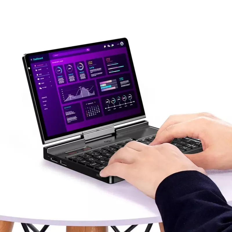 GPD Pocket 4 nešiojamas kompiuteris — AMD Ryzen 7 8840U, 8.8 colių WQXGA 2560×1600 144Hz liečiamas, 16GB DDR5, 1TB NVMe, Radeon 780M, Windows 11, LAN, pirštų atspaudų skaitytuvas, Graphite