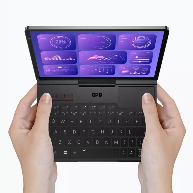 GPD Pocket 4 nešiojamas kompiuteris — AMD Ryzen 7 8840U, 8.8 colių WQXGA 2560×1600 144Hz liečiamas, 16GB DDR5, 1TB NVMe, Radeon 780M, Windows 11, LAN, pirštų atspaudų skaitytuvas, Graphite