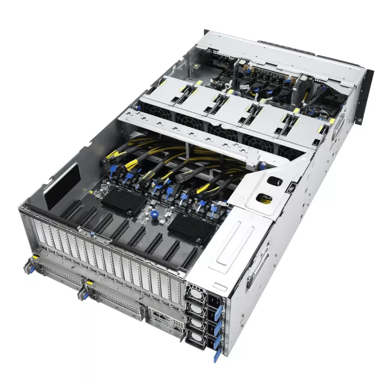 Stovo serveris ASUS ESC8000A-E13P (4U) — LGA 6096, AMD EPYC, iki 3 TB DDR5, 24 DIMM, 3200W maitinimo blokas, 10GbE