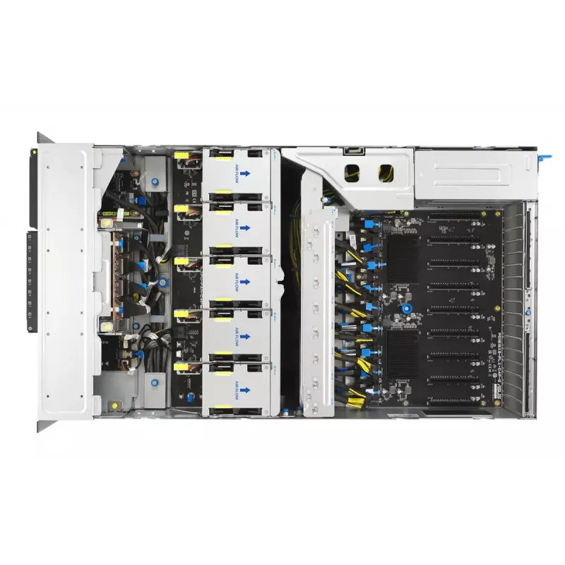 Stovo serveris ASUS ESC8000A-E13P (4U) — LGA 6096, AMD EPYC, iki 3 TB DDR5, 24 DIMM, 3200W maitinimo blokas, 10GbE