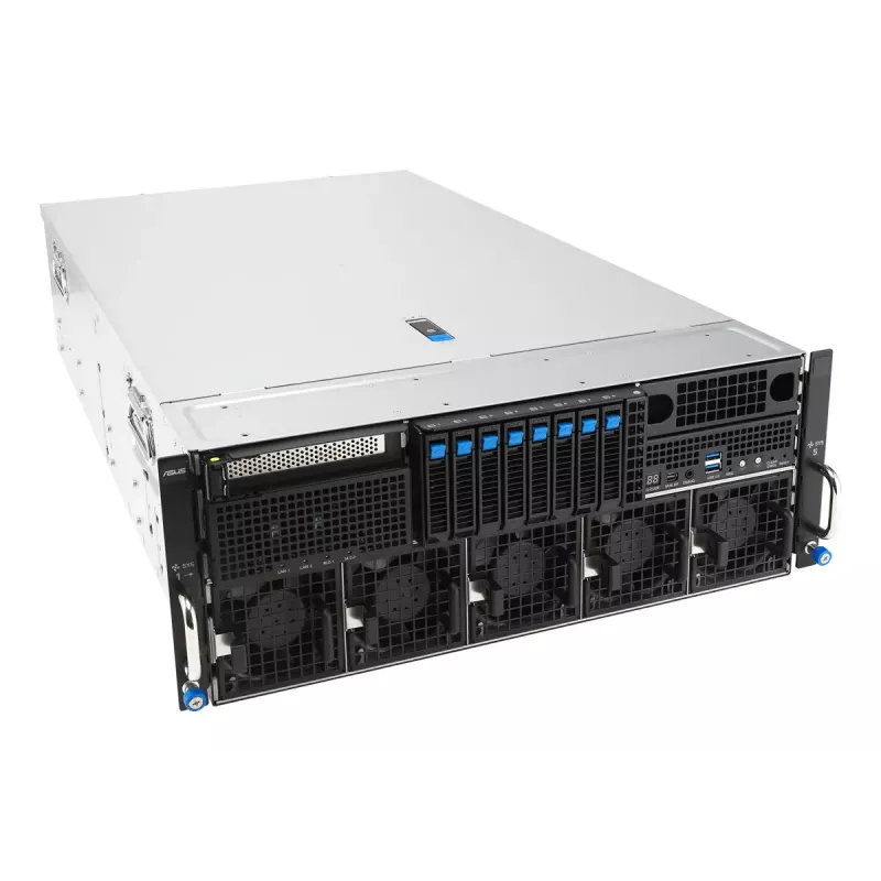 Stovo serveris ASUS ESC8000A-E13P (4U) — LGA 6096, AMD EPYC, iki 3 TB DDR5, 24 DIMM, 3200W maitinimo blokas, 10GbE