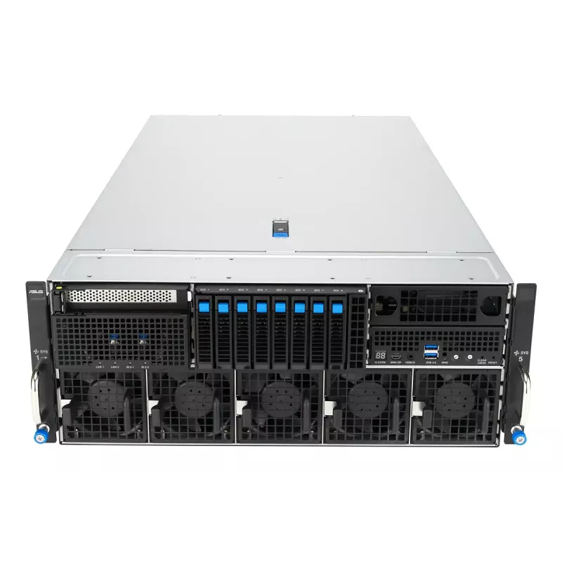 Stovo serveris ASUS ESC8000A-E13P (4U) — LGA 6096, AMD EPYC, iki 3 TB DDR5, 24 DIMM, 3200W maitinimo blokas, 10GbE