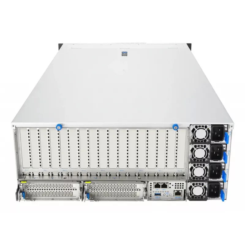 Stovo serveris ASUS ESC8000A-E13P (4U) — LGA 6096, AMD EPYC, iki 3 TB DDR5, 24 DIMM, 3200W maitinimo blokas, 10GbE