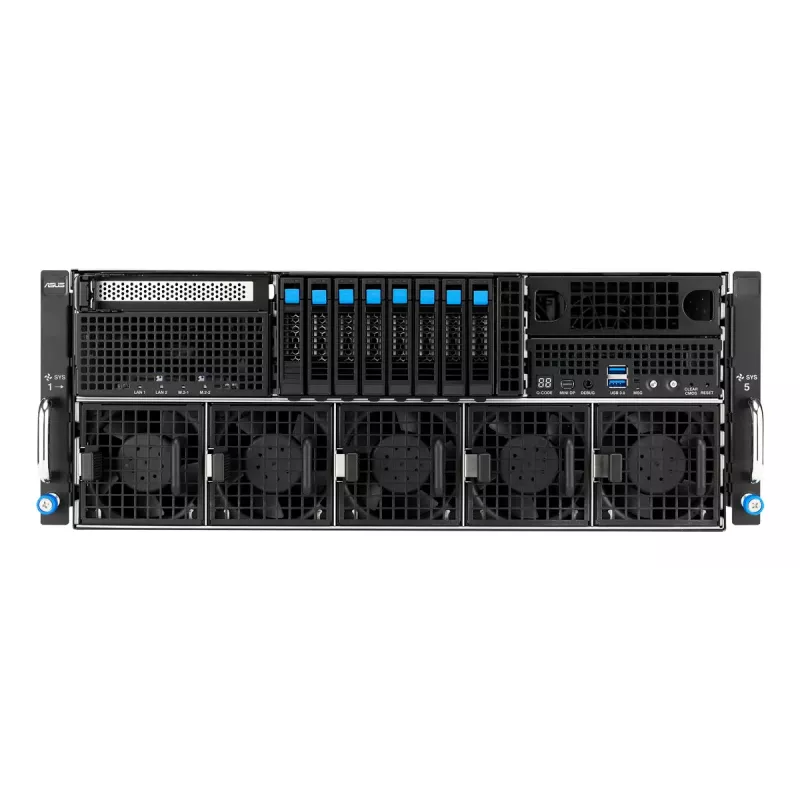 Stovo serveris ASUS ESC8000A-E13P (4U) — LGA 6096, AMD EPYC, iki 3 TB DDR5, 24 DIMM, 3200W maitinimo blokas, 10GbE