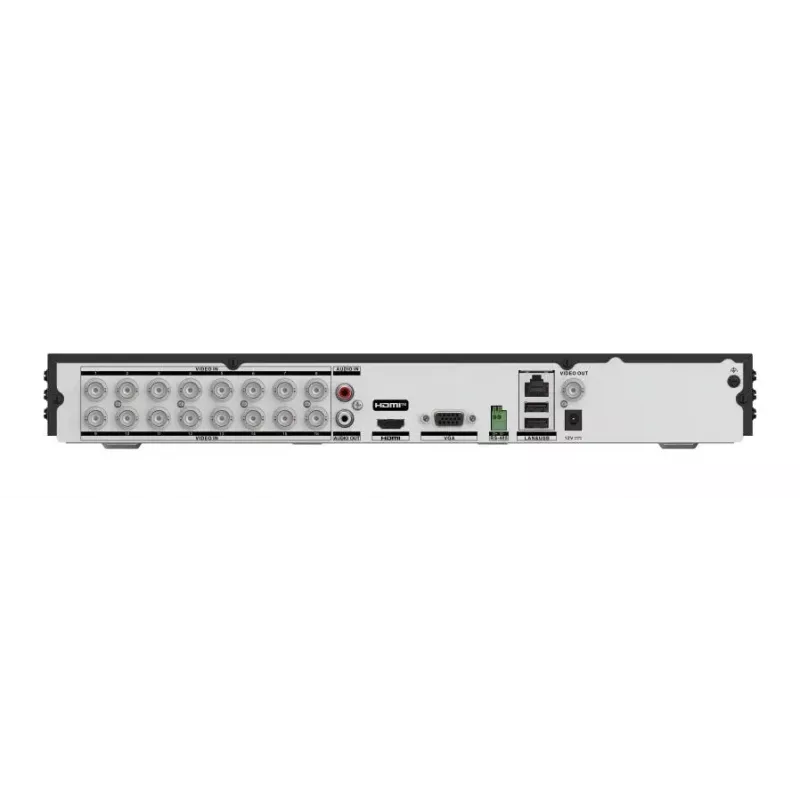 Skaitmeninis vaizdo registratorius Hikvision IDS-7216HUHI-M2/XT — 16 kanalų DVR, 4K (3840×2160), H.264/H.265, SATA HDD iki 12 TB, Gigabit Ethernet, 12 V DC