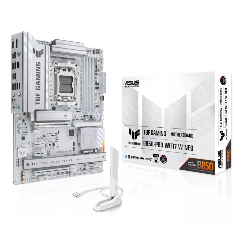 Pagrindinė plokštė ASUS TUF GAMING B850-PRO WIFI7 W NEO – AMD B850, Socket AM5, ATX, DDR5, Wi-Fi 7, 2,5GbE