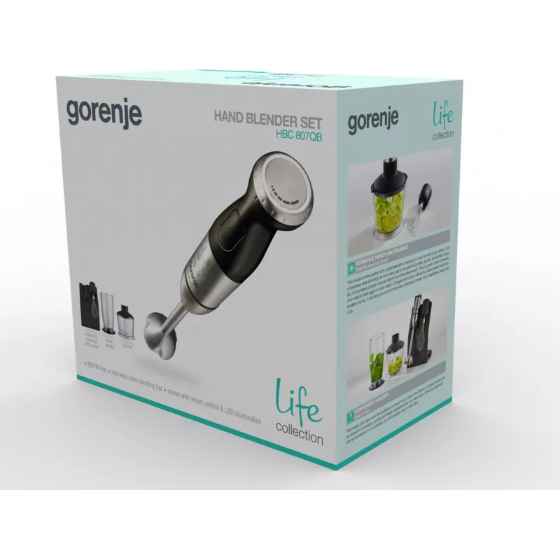 Gorenje HBC807QB Panardomasis maišytuvas 0,5 L 800 W Juodas, Nerūdijantis plienas