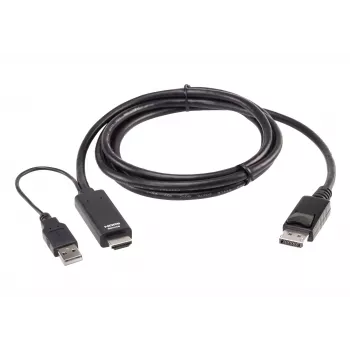 ATEN True 4K 1,8 m HDMI į DisplayPort laidas, 1,8 m, HDMI + USB, DisplayPort, Kištukas, Kištukas, Tiesus