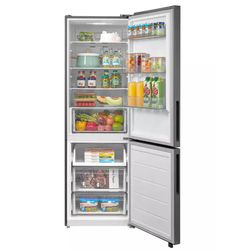 Laisvai pastatomas kombinuotas šaldytuvas Midea MDRB548MME46, 401 l — No Frost, 271 l šaldytuvas / 130 l šaldiklis, 186 cm, 35 dB, energijos klasė E, pilka