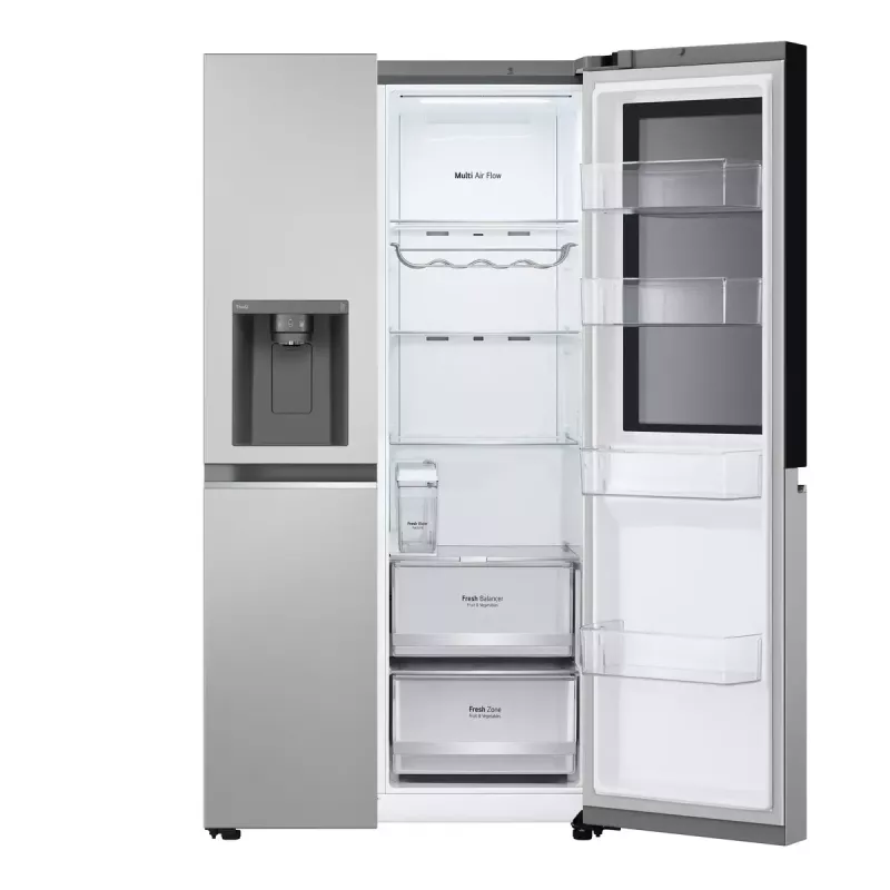 Šaldytuvas šalia šaldiklio LG GSGV81PYLL, 635 L bendras, šaldytuvas 416 L, šaldiklis 219 L, metalinis sidabras