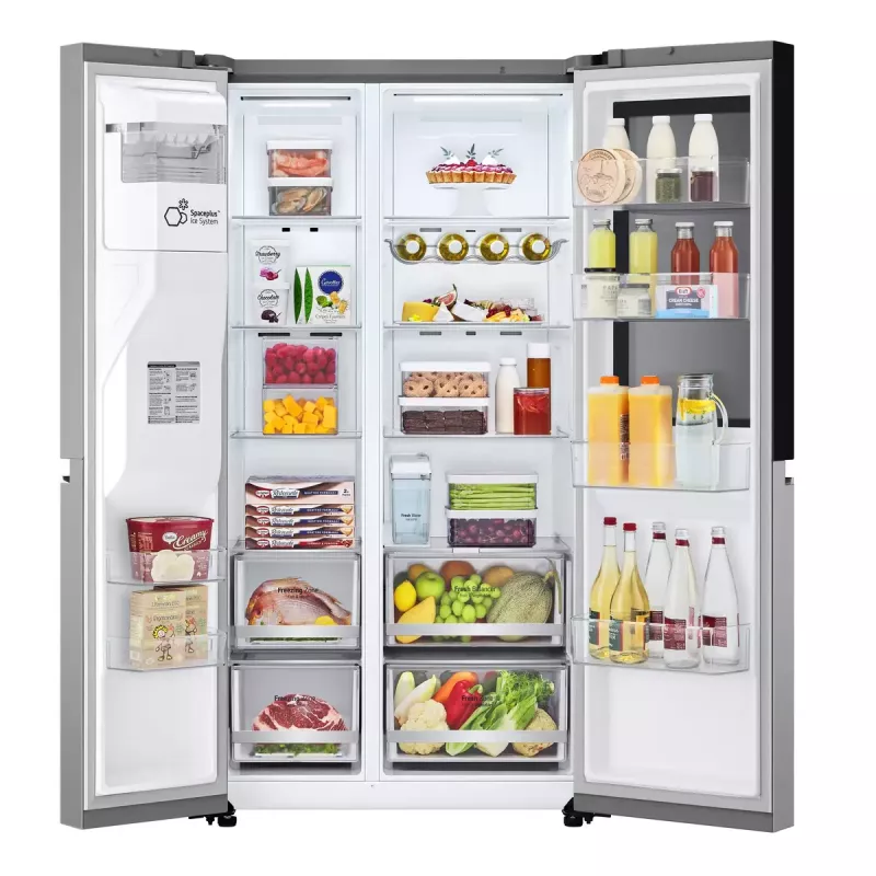 Šaldytuvas šalia šaldiklio LG GSGV81PYLL, 635 L bendras, šaldytuvas 416 L, šaldiklis 219 L, metalinis sidabras
