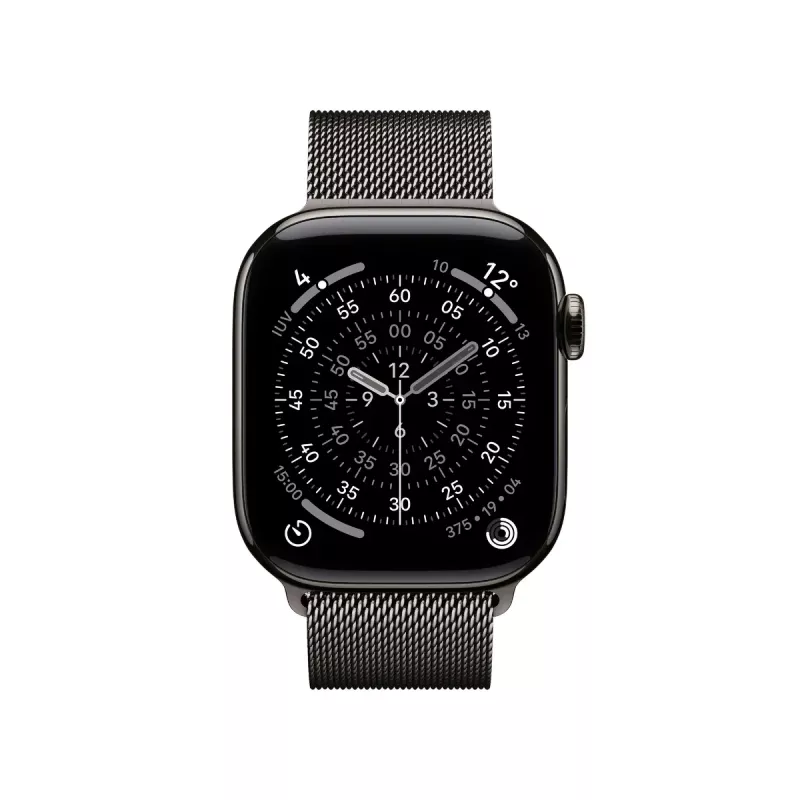 Išmanusis laikrodis Apple Watch Series 11 GPS + Cellular 42 mm Slate Titanium korpusas su Slate Milanese apyranke, 64 GB, OLED, 374x446 px