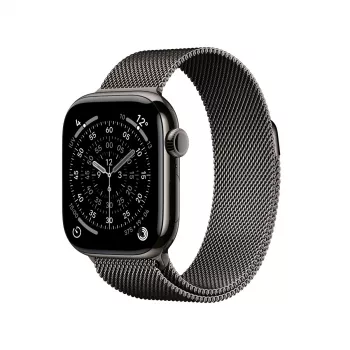 Išmanusis laikrodis Apple Watch Series 11 GPS + Cellular 42 mm Slate Titanium korpusas su Slate Milanese apyranke, 64 GB, OLED, 374x446 px