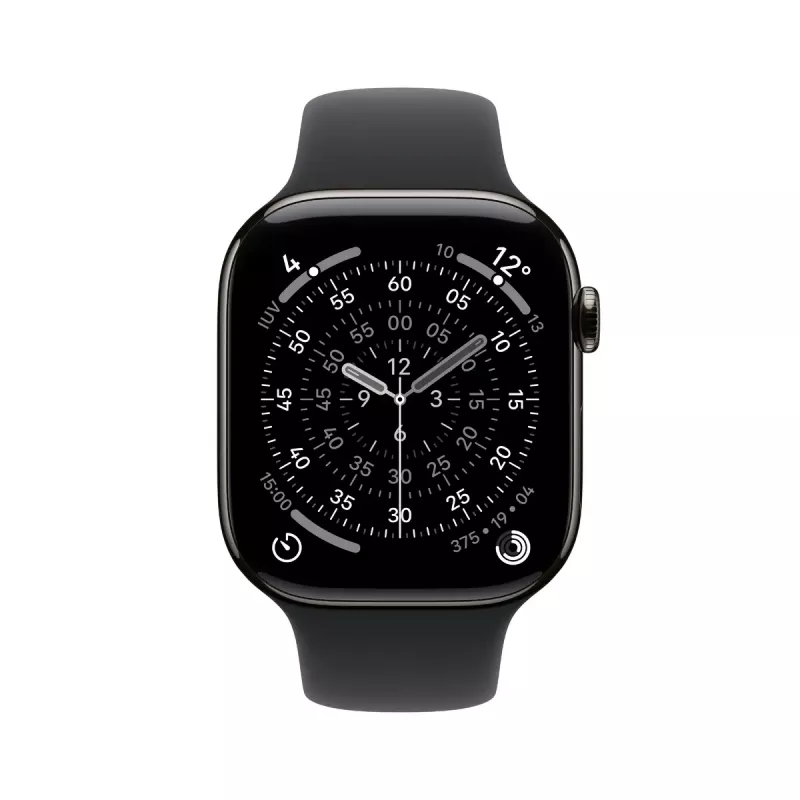 Apple Watch Series 11 GPS + Cellular 46mm Slate Titanium Dėklas Juodas Sportinis Dirželis M/L