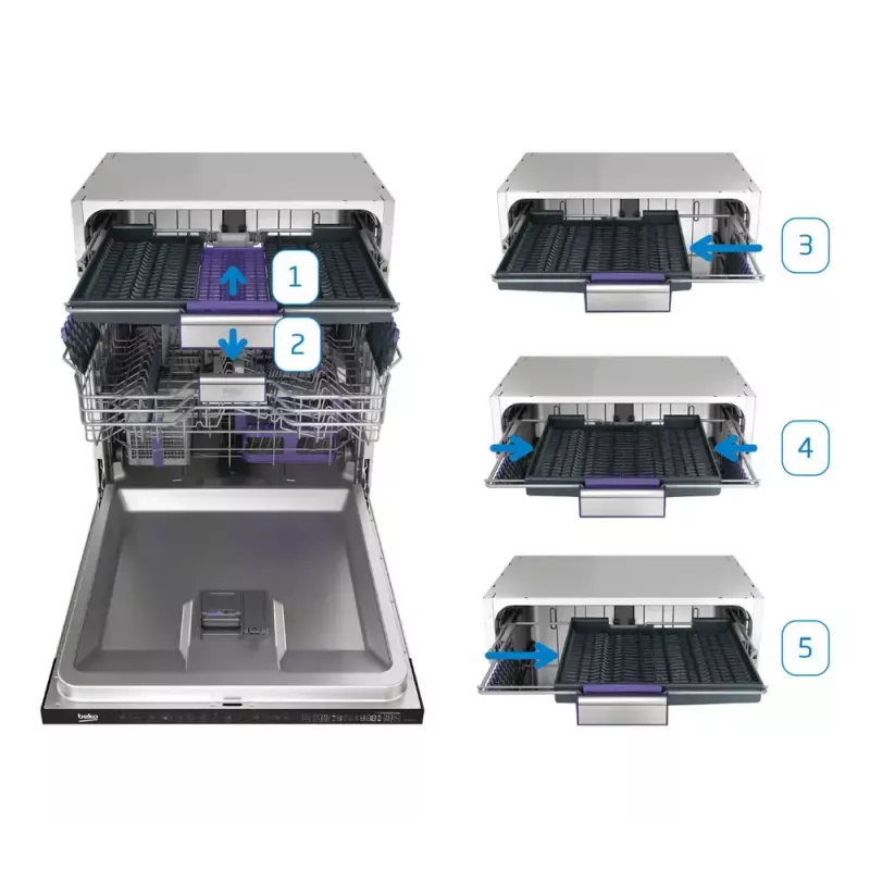 Laisvai pastatoma indaplovė BEKO DEN48530X, 15 komplektų, 8 programos, 44 dB, 598×850×600 mm