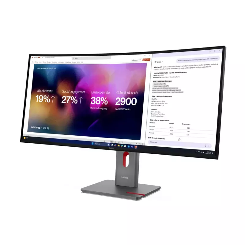 Monitorius Lenovo ThinkVision P40WD-40 39,7 col. WUHD 5120×2160 IPS LED lenktas 6 ms USB 3.2 Gen2x2 juodas