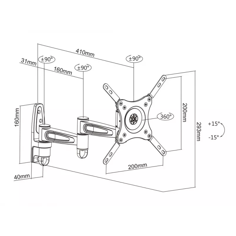 TV laikiklis Multibrackets M VESA Flexarm 360 III juodas 75 100 200