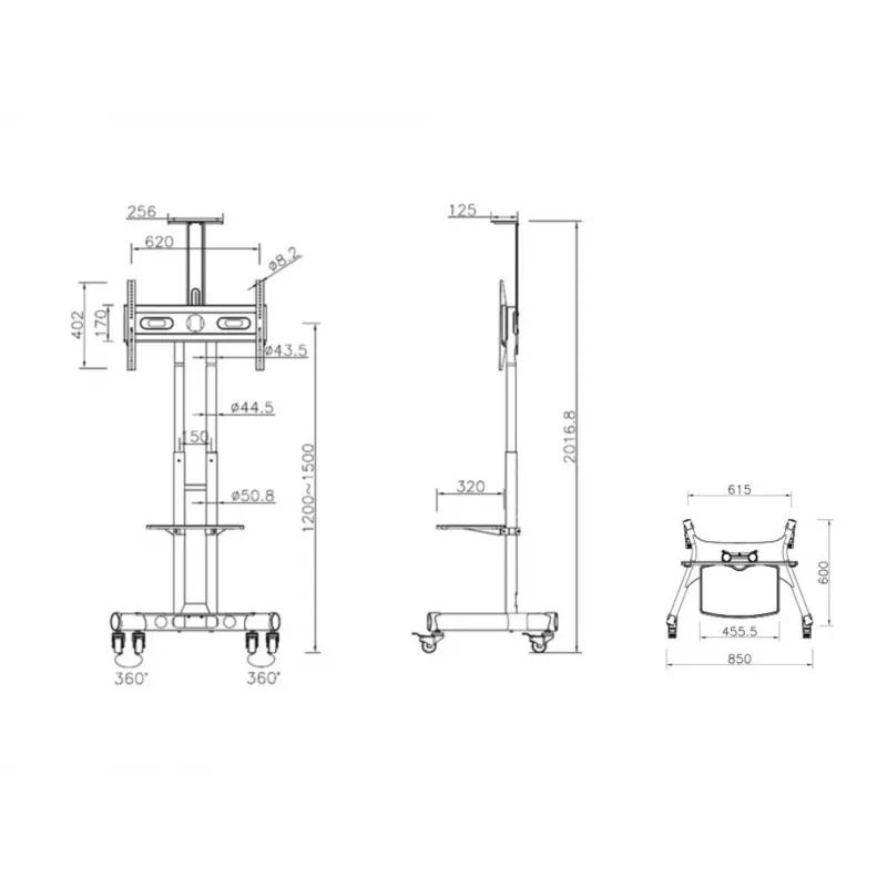 Multibrackets M Public Floorstand Basic 150 mobilus stovas su lentyna ir kameros laikikliu