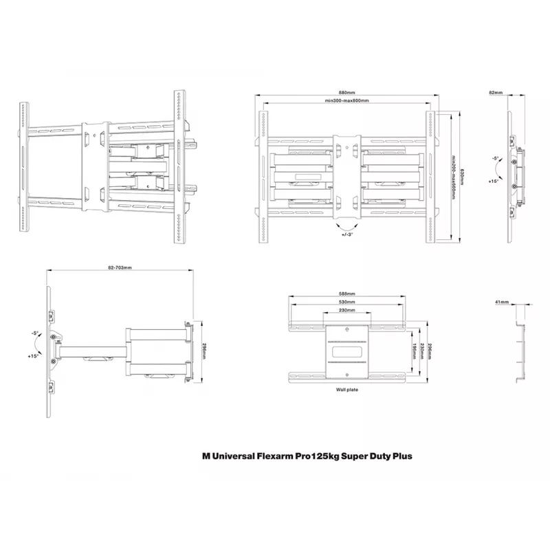 Multibrackets M Universal Flexarm Pro 125kg Super Duty Plus laikiklis