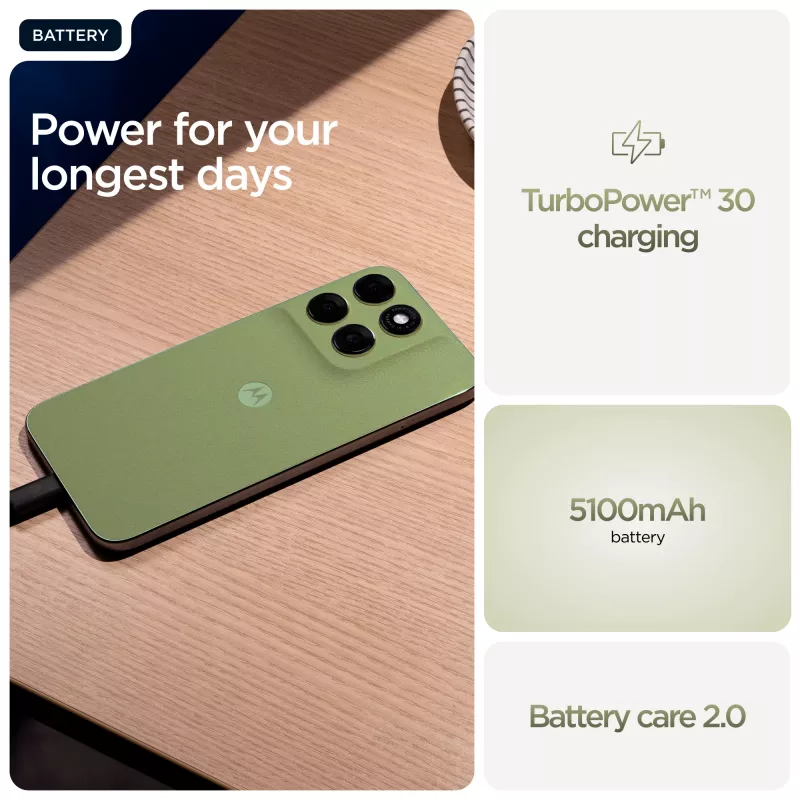 Išmanusis telefonas Motorola moto g67 6.8 colio (17,3 cm) 5G, MediaTek Dimensity 6300 2,4 GHz, 4 GB RAM, 128 GB, 5200 mAh, Hybrid Dual SIM, Žalias