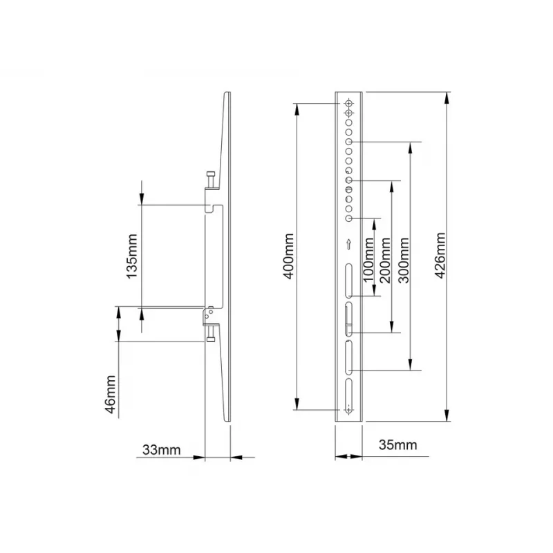 Plokščio ekrano tvirtinimo ranka Multibrackets M Pro Series fiksuotos rankos 400 mm