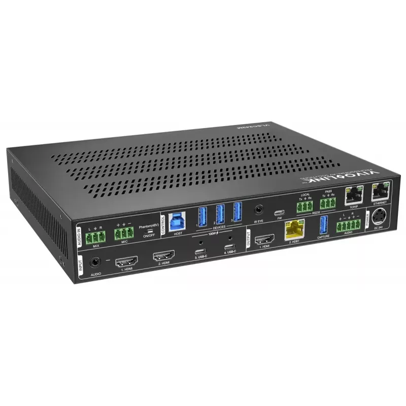 Vivolink vaizdo keitiklis VLSC242M, metalinis korpusas, HDCP 1.4/2.2, AC 110–230V, 250×200×44 mm