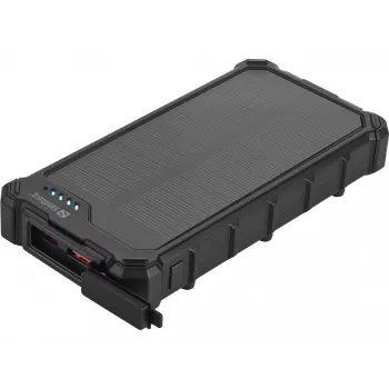 Sandberg Solar Powerbank CampLED 10000, 10000 mAh, programuojamas maitinimo šaltinis (PPS), 3.7 V, 15 W, juoda