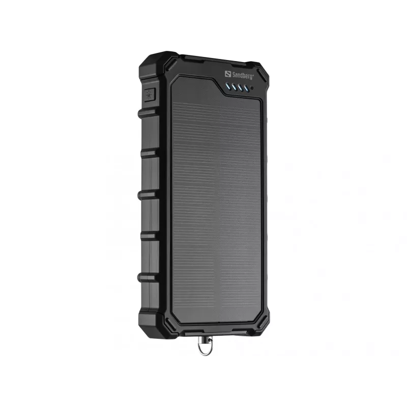 Sandberg Solar Powerbank CampLED 10000, 10000 mAh, programuojamas maitinimo šaltinis (PPS), 3.7 V, 15 W, juoda
