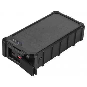 Sandberg Solar Powerbank CampLED 20000, 20000 mAh, programuojamas maitinimo šaltinis (PPS), 3.7 V, 15 W, juoda
