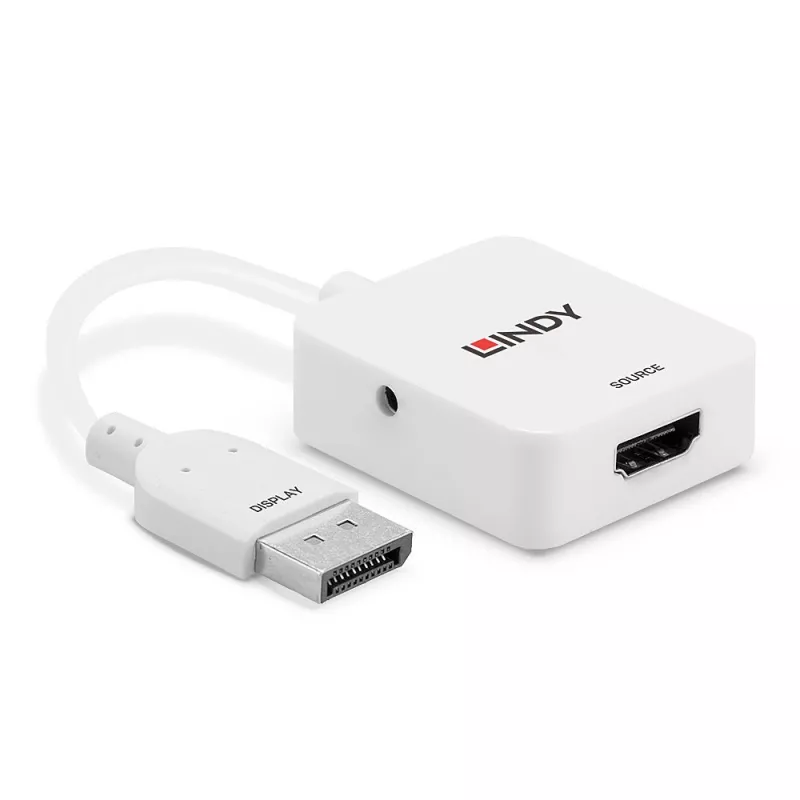 Lindy HDMI 18G į DisplayPort 1.2 keitiklis, 0,095 m, HDMI A tipo (standartinė), DisplayPort, moteriška, vyriška, tiesi