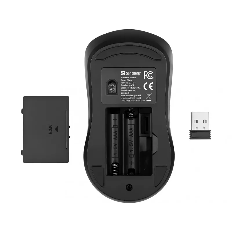 Sandberg Wireless Mouse Saver Black, ambidekstrinė, RF belaidė, 1600 DPI, juoda