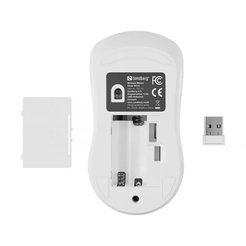 Sandberg Wireless Mouse Saver White, ambidekstrinė, RF belaidė, 1600 DPI, balta