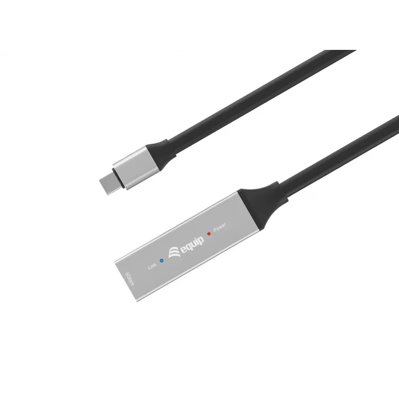 Aktyvus USB-C ilginimo kabelis EQUIP 5 m, USB 3.2 Gen 1 (5 Gbps), nikeliuoti kontaktai, juodas
