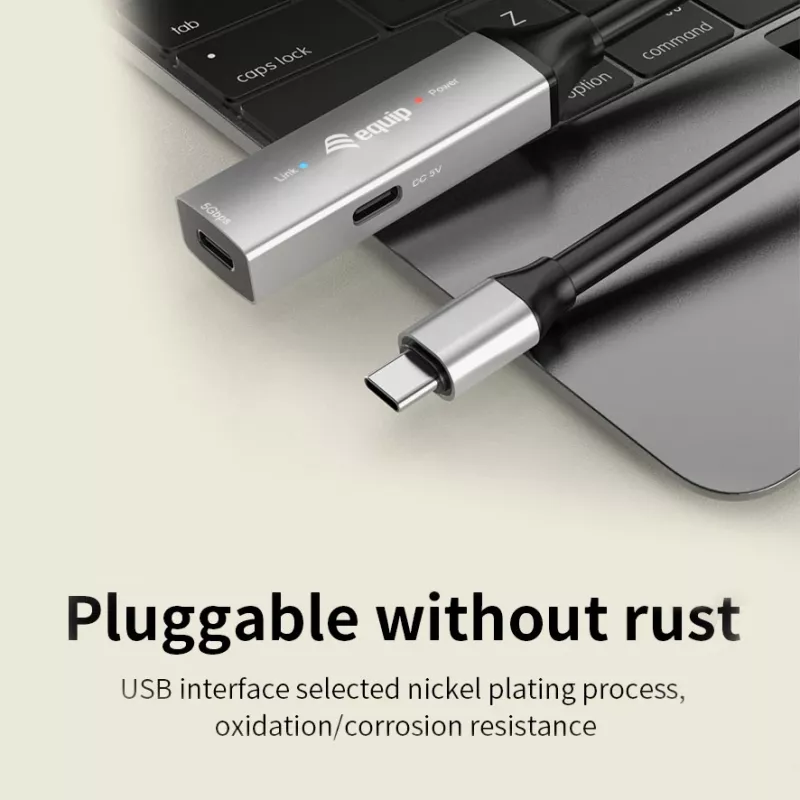 Aktyvus USB-C ilginimo kabelis EQUIP 5 m, USB 3.2 Gen 1 (5 Gbps), nikeliuoti kontaktai, juodas