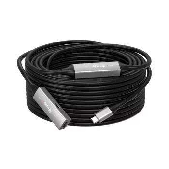 USB-C aktyvus prailginimo kabelis EQUIP 15 m, USB 3.2 Gen 1 (5 Gbps), nikeliuoti kontaktai, juodas