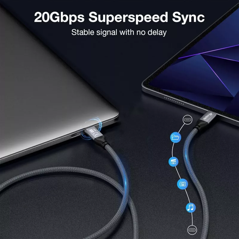 USB-C į USB-C laidas EQUIP 2,0 m — USB 3.2 Gen 2x2, 20 Gbps, PD 240W, 4K/60 Hz, juodas