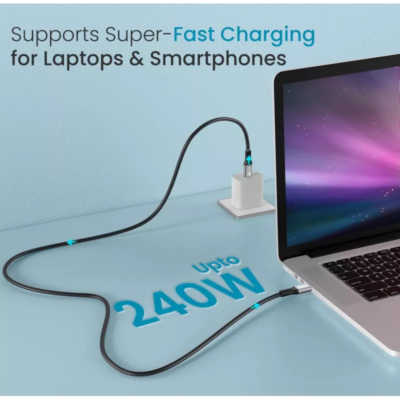 USB-C į USB-C laidas EQUIP 2,0 m — USB 3.2 Gen 2x2, 20 Gbps, PD 240W, 4K/60 Hz, juodas