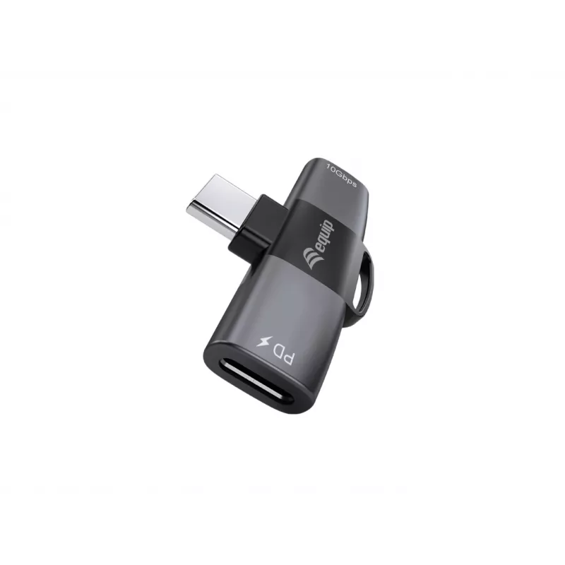 Adapteris USB-C OTG 2-in-1 EQUIP 133479 — 100W PD, 10Gbps, 1x USB-C į 2x USB-C, pilkas