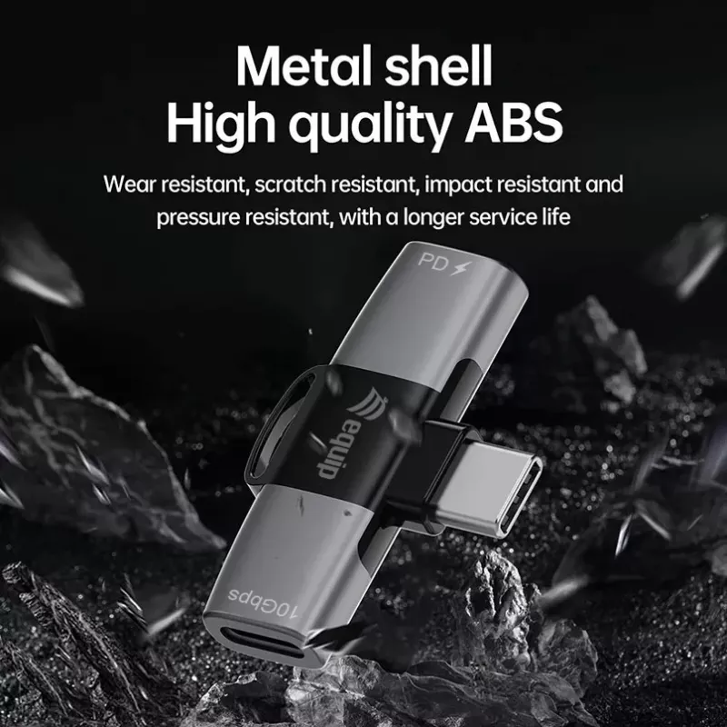 Adapteris USB-C OTG 2-in-1 EQUIP 133479 — 100W PD, 10Gbps, 1x USB-C į 2x USB-C, pilkas