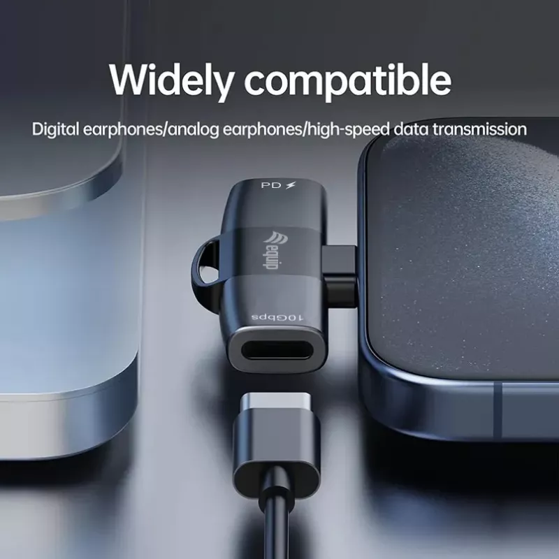 Adapteris USB-C OTG 2-in-1 EQUIP 133479 — 100W PD, 10Gbps, 1x USB-C į 2x USB-C, pilkas