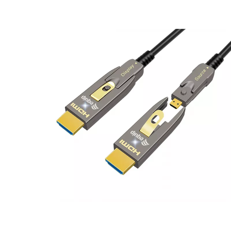 Aktyvus optinis HDMI 2.1 laidas EQUIP 30 m, nuimami Type D + A jungtys, 48 Gbit/s, 8K/60Hz, auksuoti kontaktai
