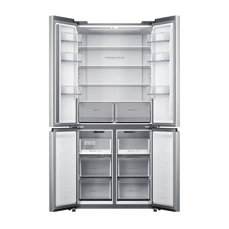 Laisvai pastatomas šaldytuvas šaldiklis Xiaomi Mijia Cross Door 502L – bendras 502 L (šaldytuvas 326 L / šaldiklis 176 L), No Frost, energijos klasė E, aukštis 191,2 cm, 37 dB, šlifuotas sidabras