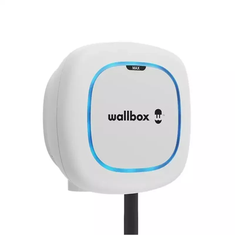 Sieninis elektromobilio įkroviklis Wallbox Pulsar Max 22 kW, Wi‑Fi & Bluetooth, 5 m kabelis, IP54, IK10, baltas