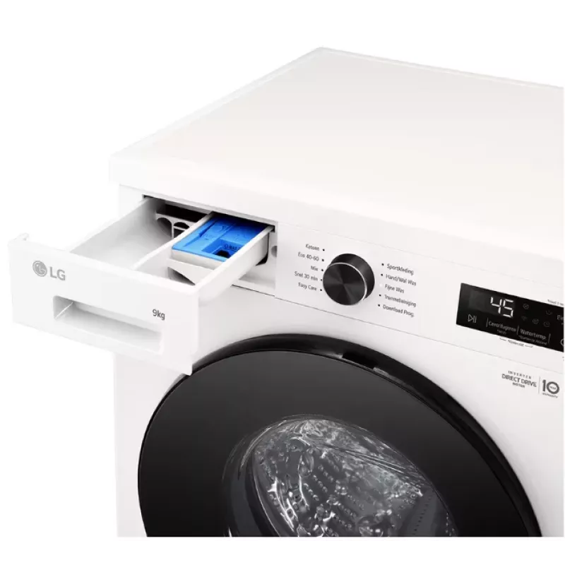 Priekinės apkrovos skalbimo mašina LG F4X1009NWB — 9 kg, 1310 aps./min., A klasė, balta
