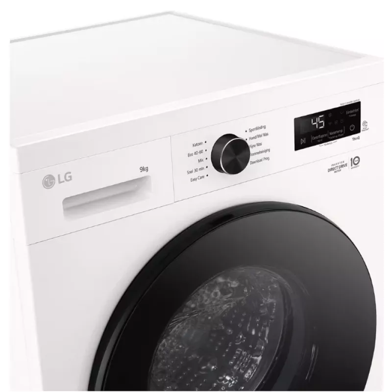 Priekinės apkrovos skalbimo mašina LG F4X1009NWB — 9 kg, 1310 aps./min., A klasė, balta