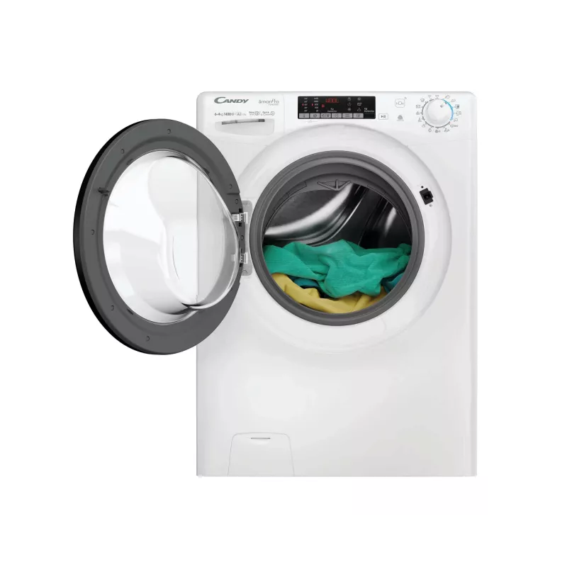 Candy Smart Pro CSOW44644TWMB6-S skalbyklė su džiovinimo funkcija, laisvai pastatoma, priekinio pakrovimo, balta